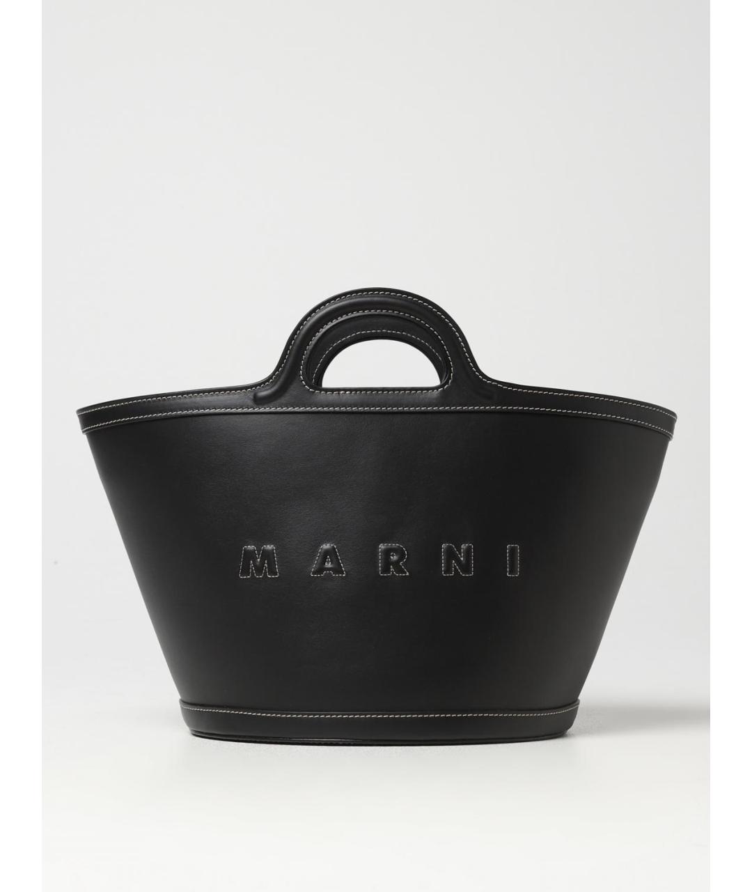 MARNI Черная кожаная сумка тоут, фото 6