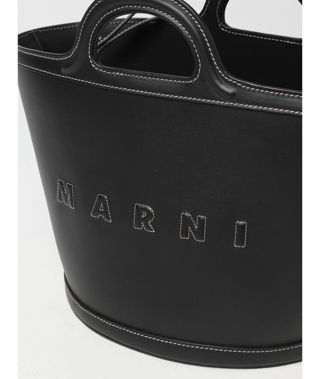 MARNI Черная кожаная сумка тоут, фото 4
