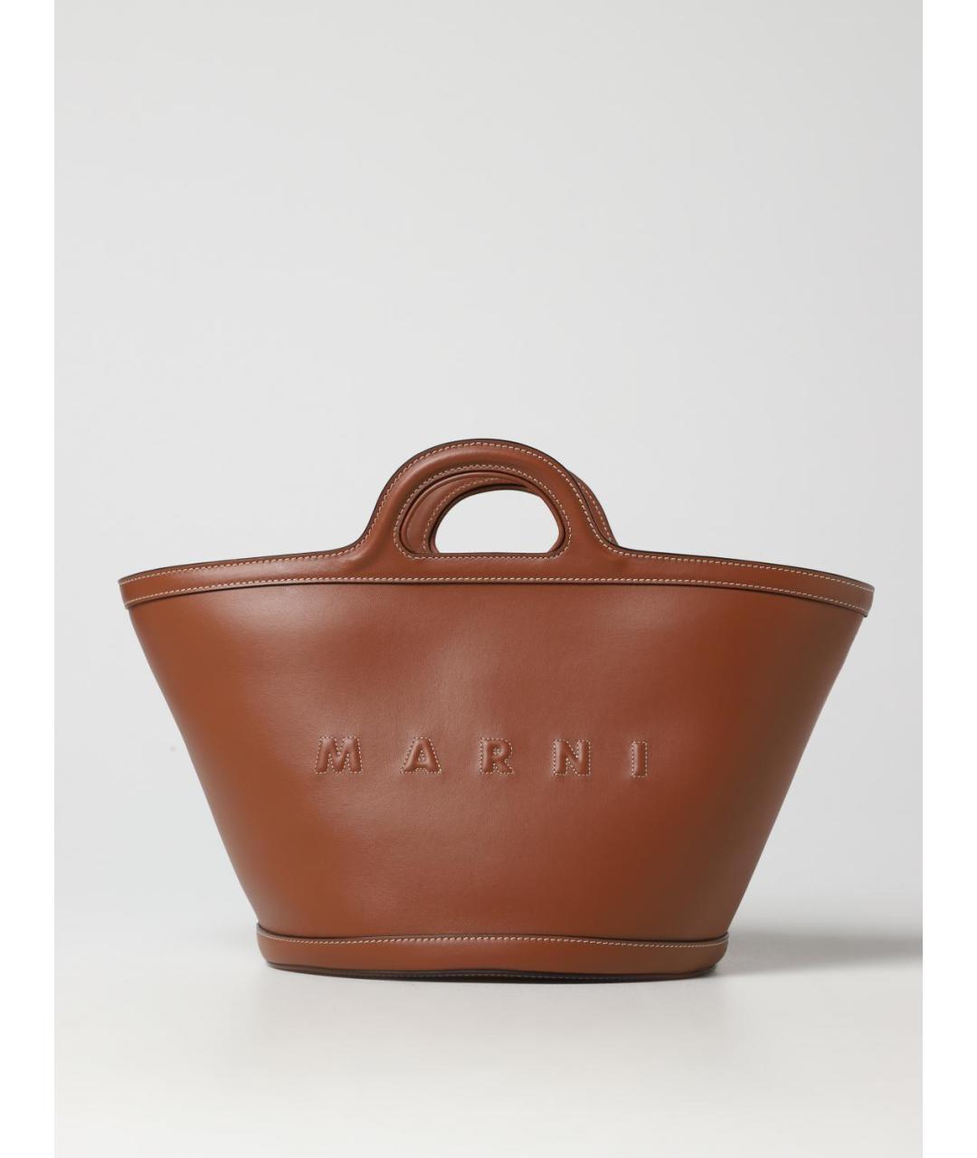MARNI Коричневая кожаная сумка тоут, фото 5