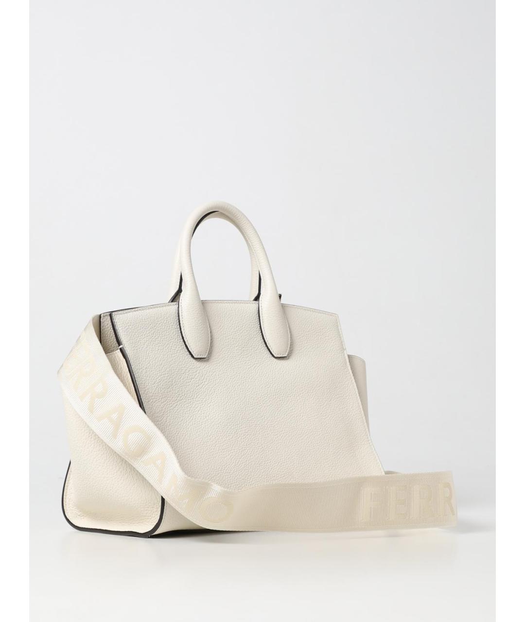 FERRAGAMO Белая кожаная сумка тоут, фото 2