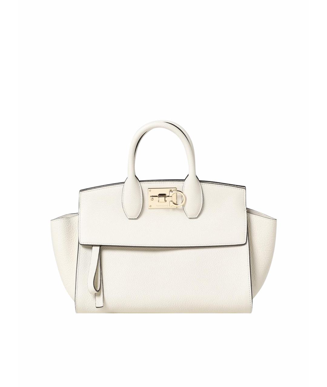 FERRAGAMO Белая кожаная сумка тоут, фото 1