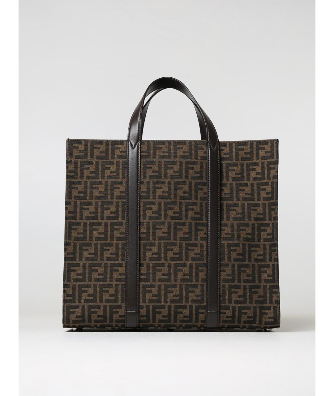 FENDI Коричневая жаккардовая сумка тоут, фото 6