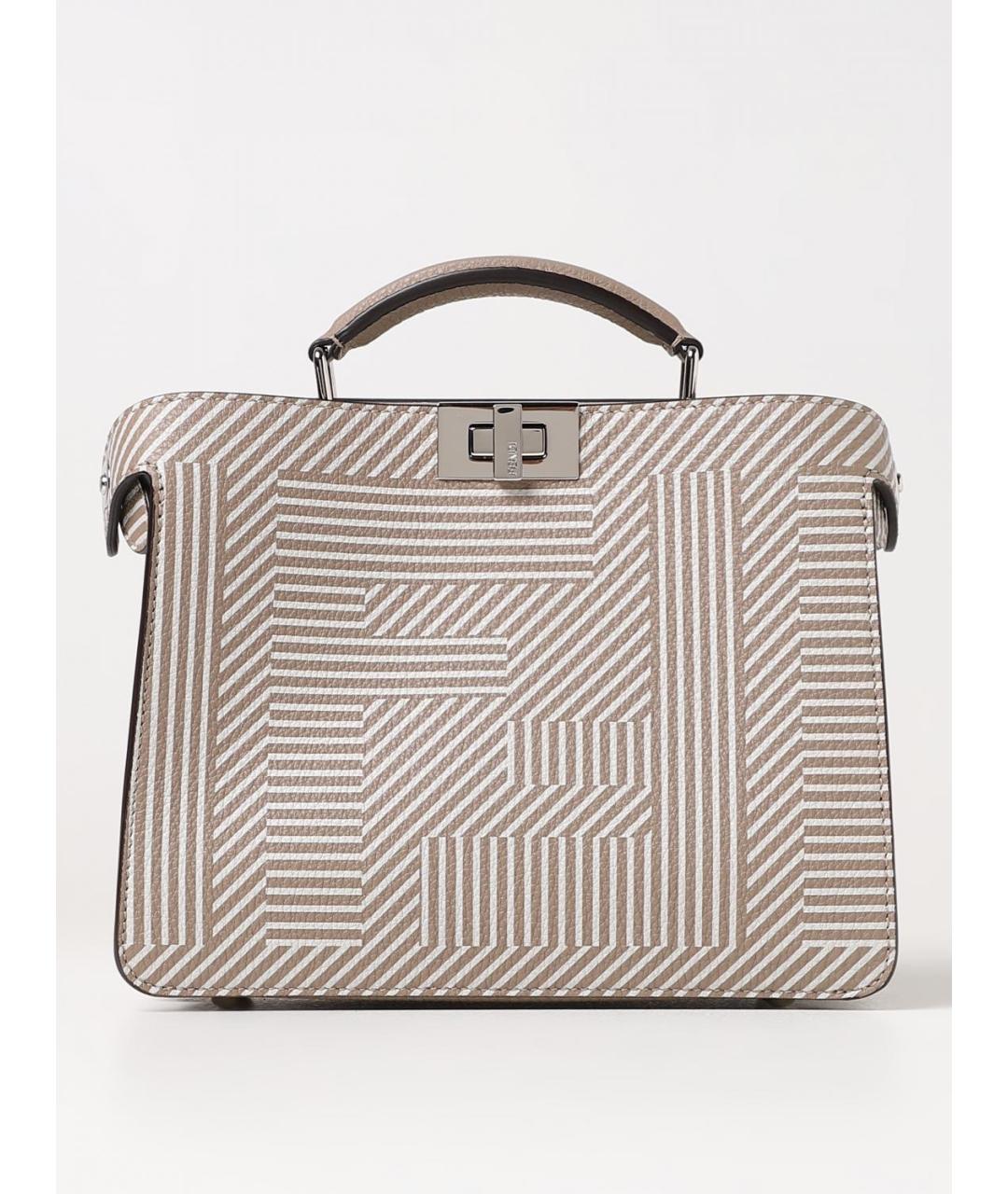 FENDI Бежевая кожаная сумка тоут, фото 6