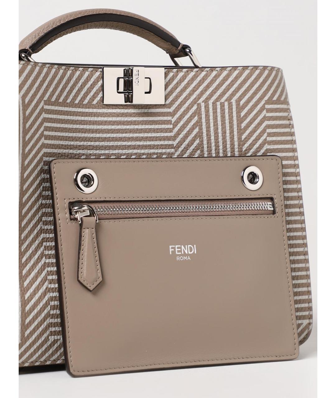 FENDI Бежевая кожаная сумка тоут, фото 4