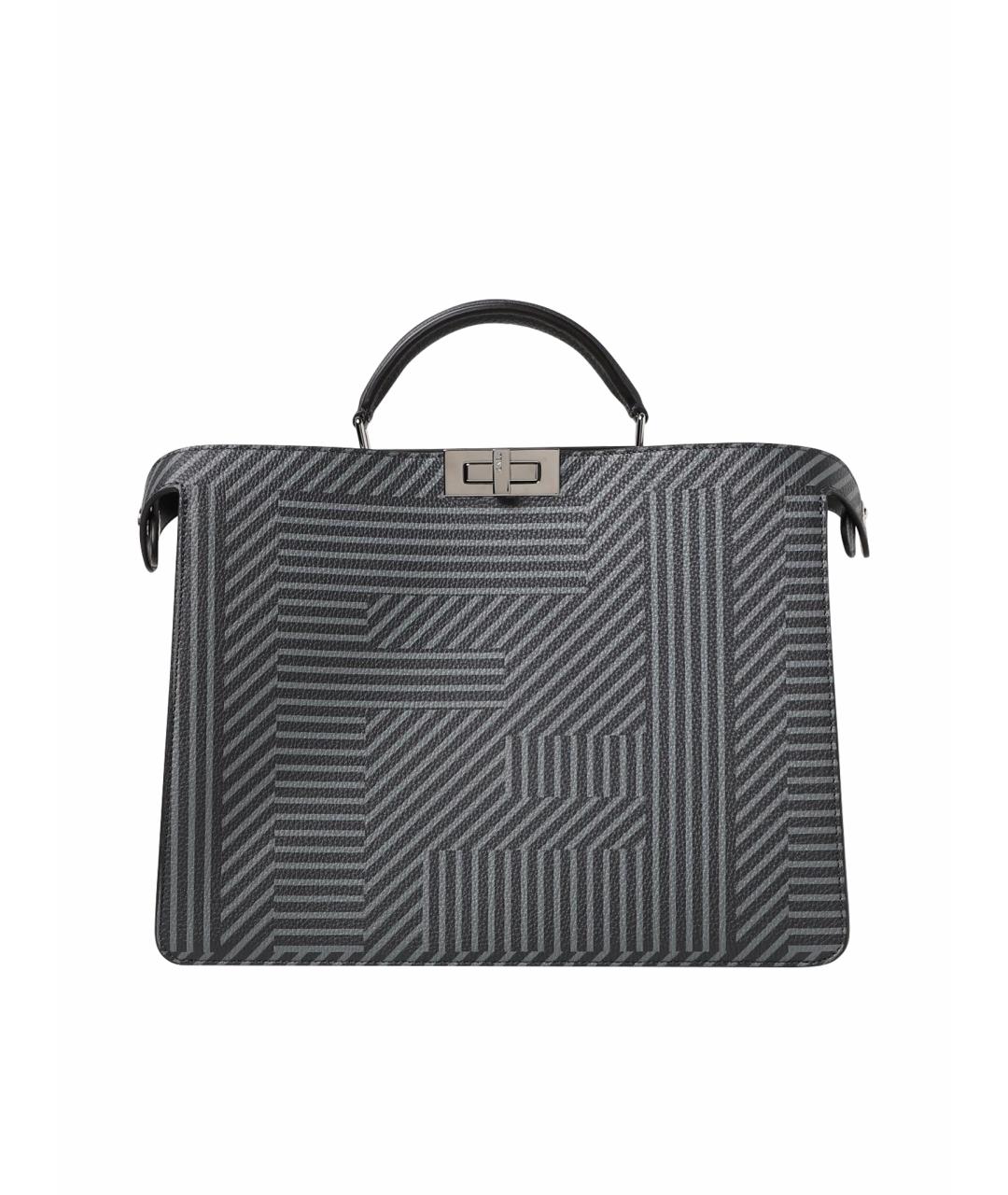 FENDI Серая кожаная сумка тоут, фото 1