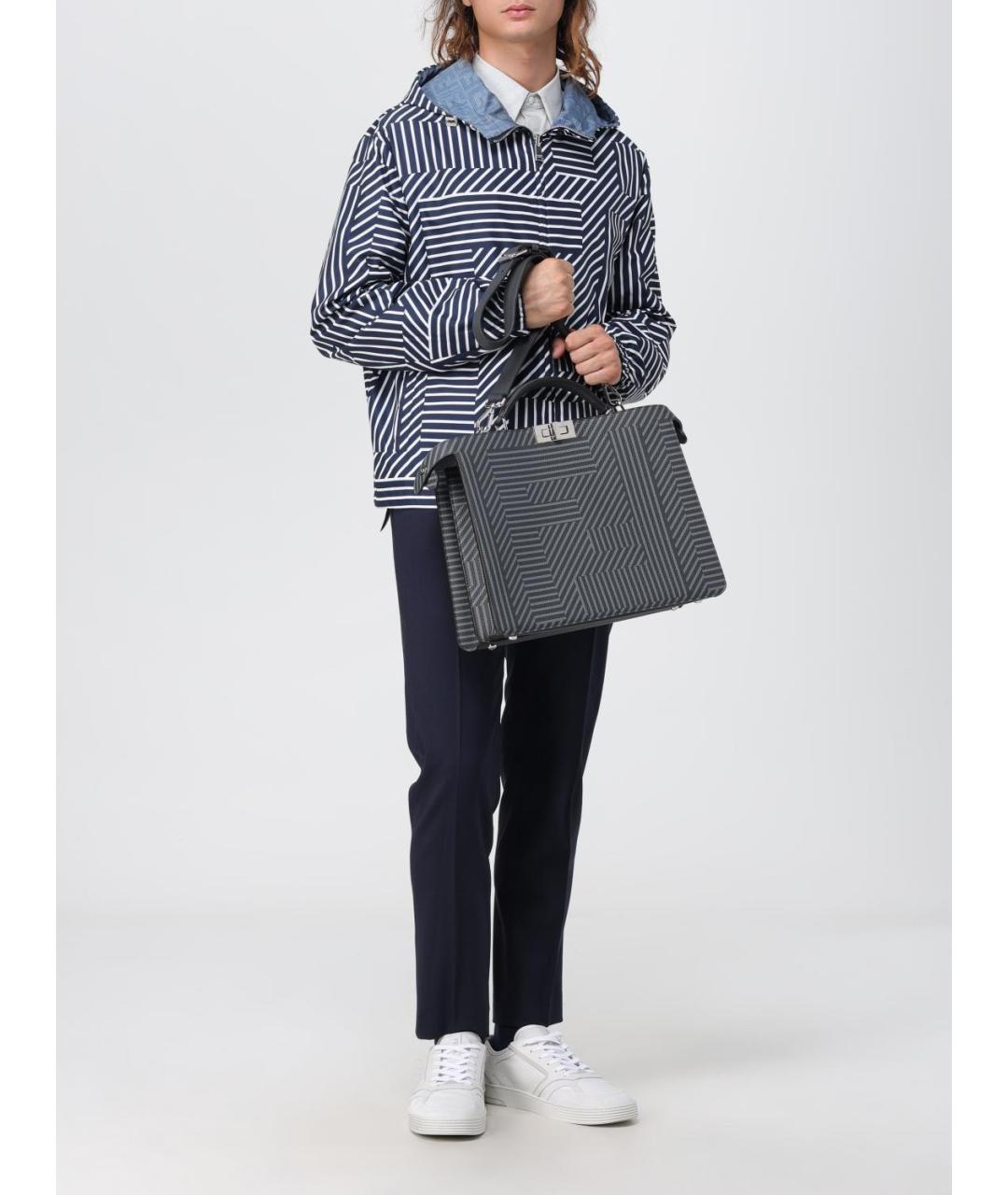 FENDI Серая кожаная сумка тоут, фото 2