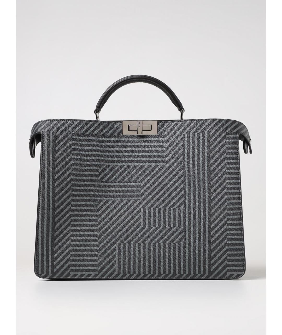 FENDI Серая кожаная сумка тоут, фото 6