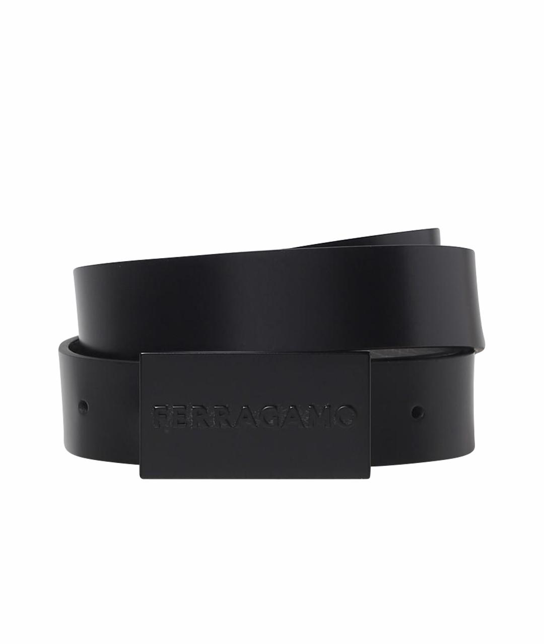 FERRAGAMO Черный кожаный ремень, фото 1