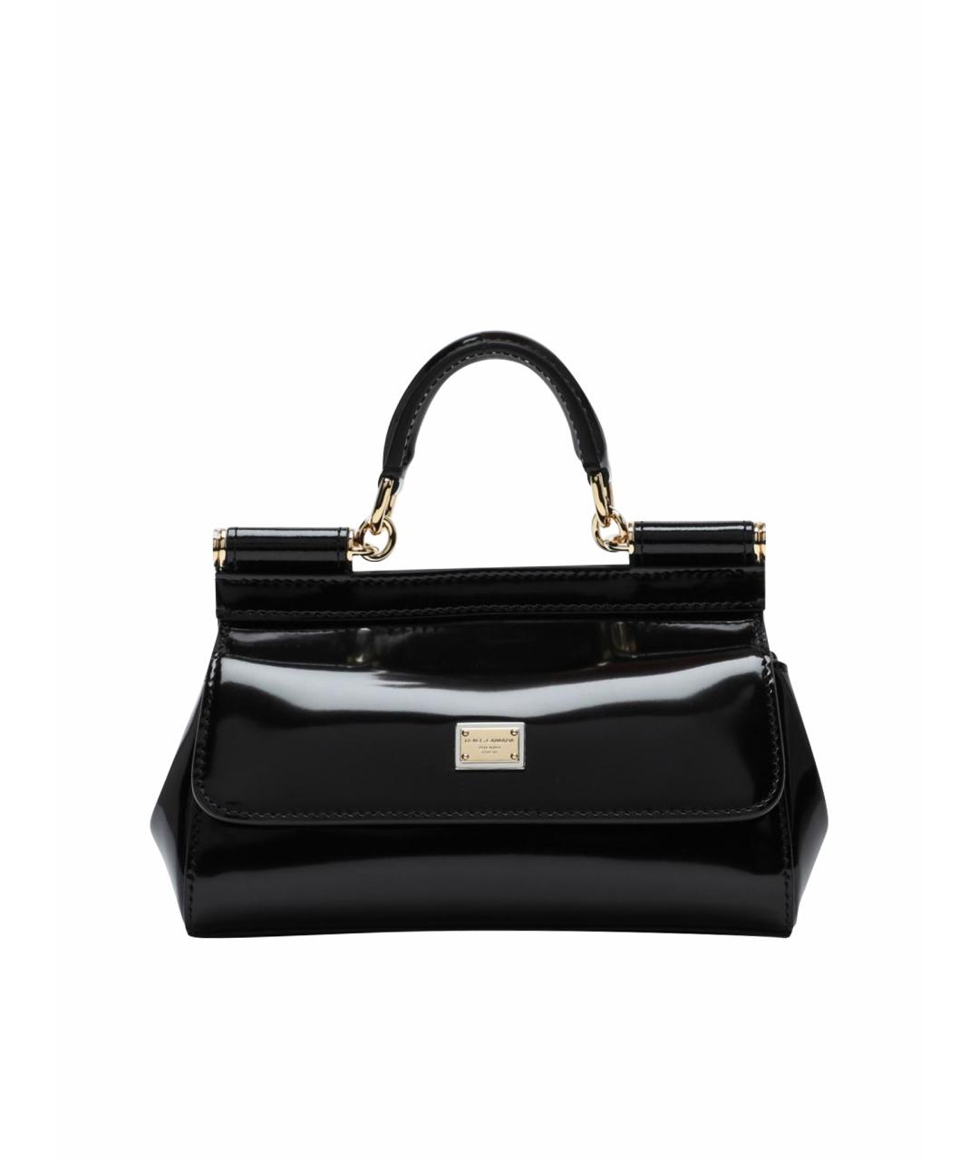 DOLCE&GABBANA Черная кожаная сумка с короткими ручками, фото 1