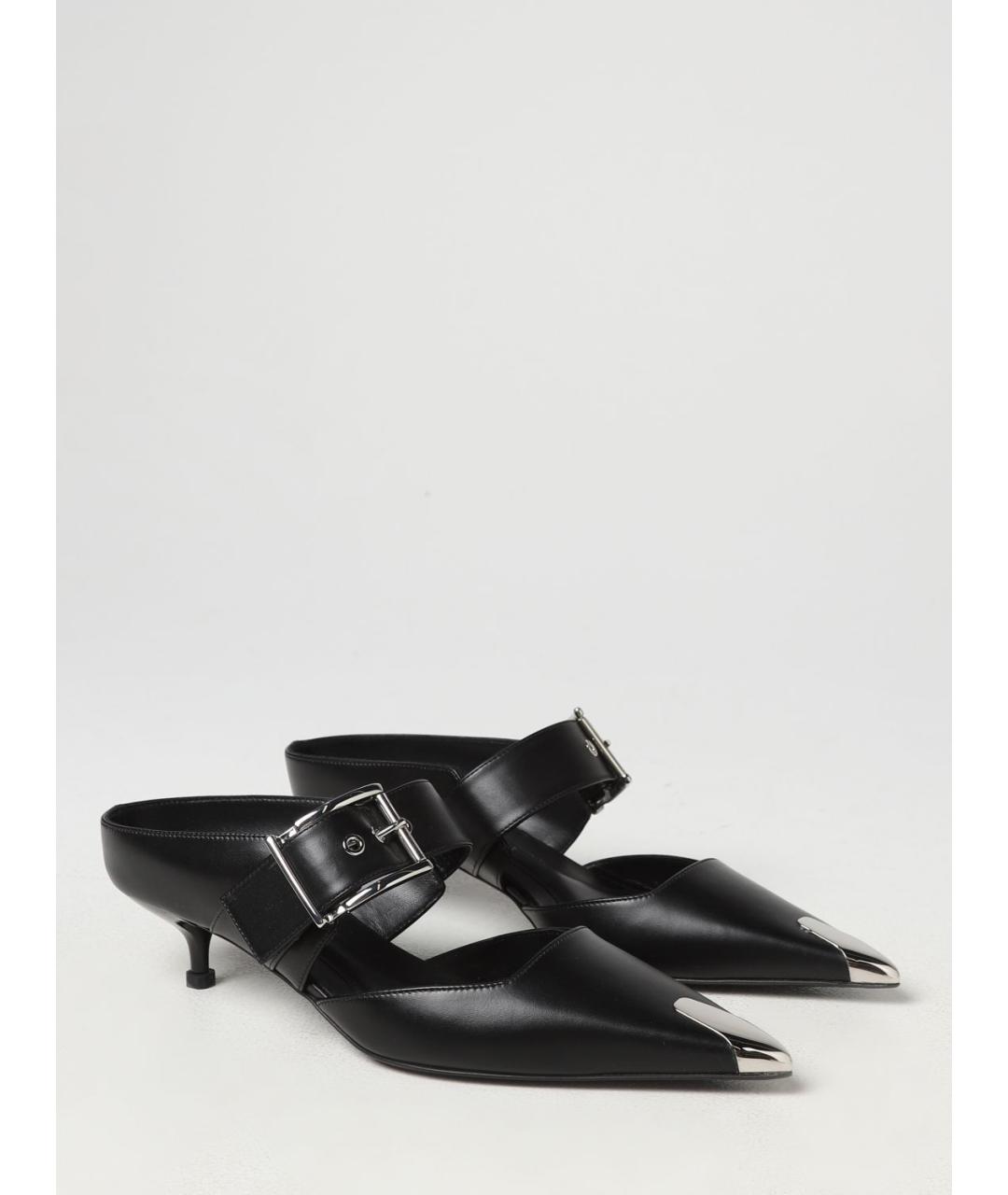ALEXANDER MCQUEEN Черные кожаные мюли, фото 2