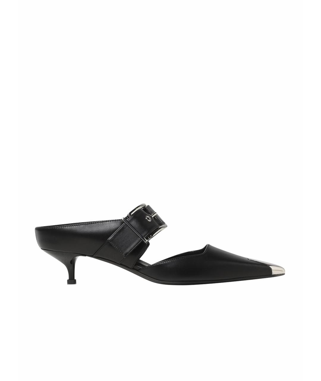 ALEXANDER MCQUEEN Черные кожаные мюли, фото 1