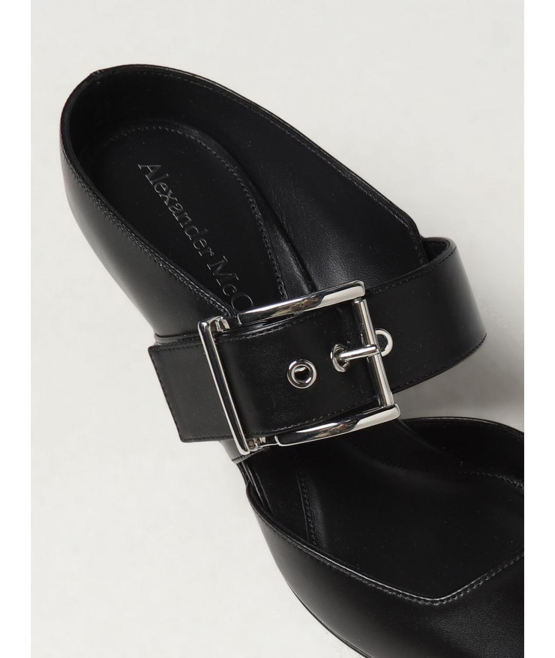 ALEXANDER MCQUEEN Черные кожаные мюли, фото 4