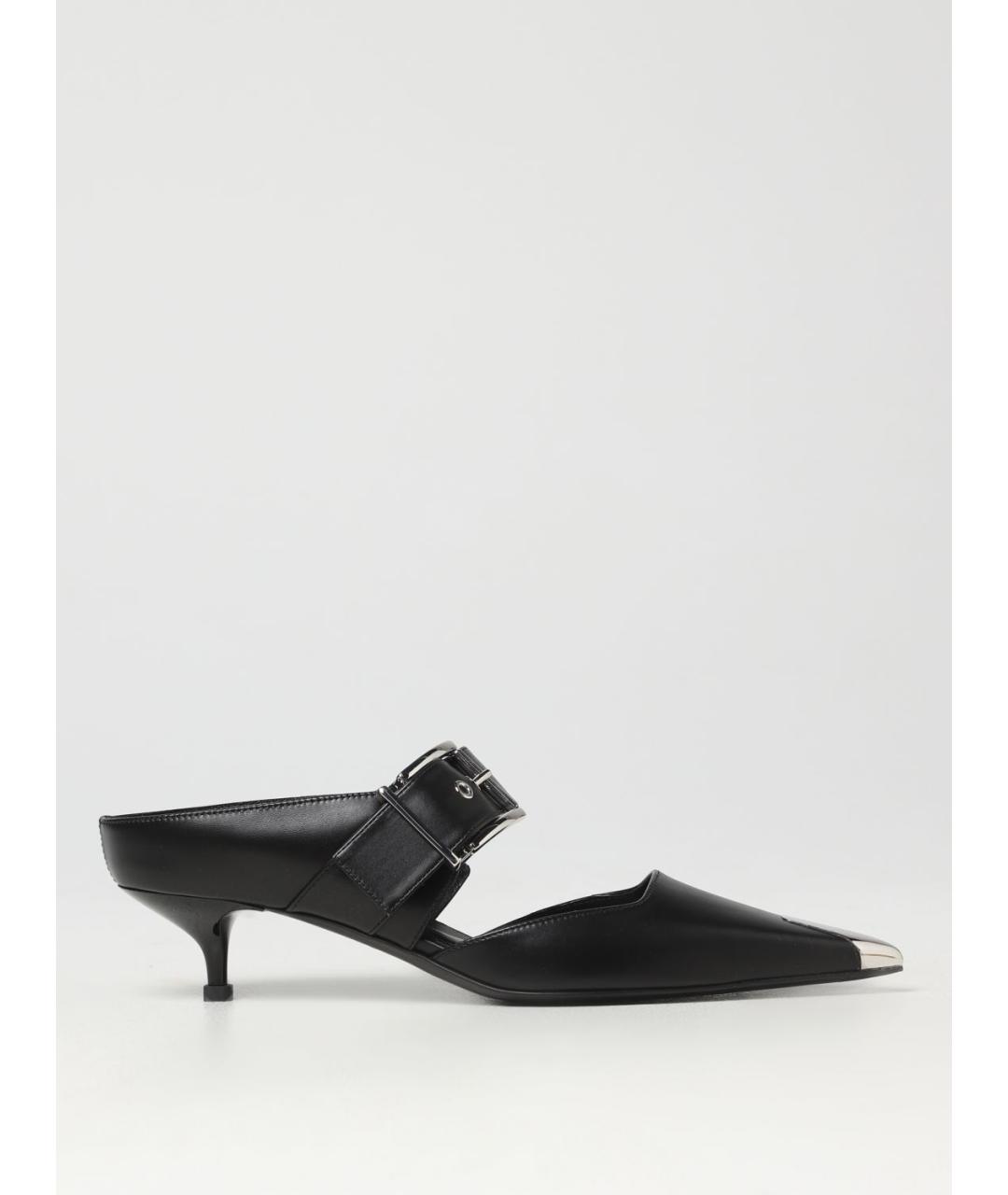 ALEXANDER MCQUEEN Черные кожаные мюли, фото 5