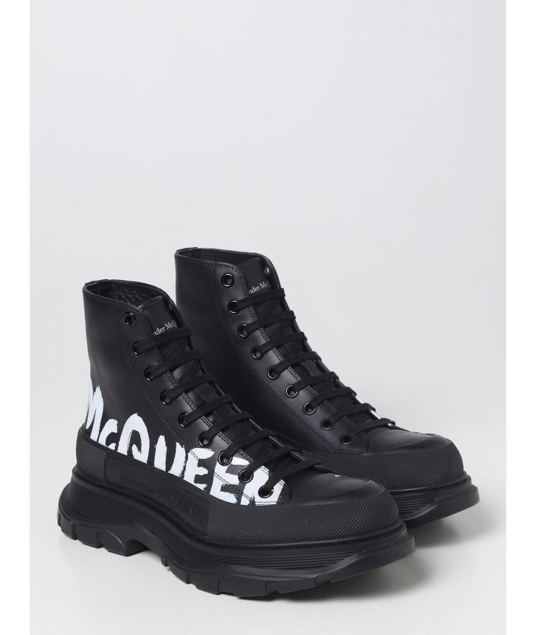 ALEXANDER MCQUEEN Черные кожаные высокие ботинки, фото 2