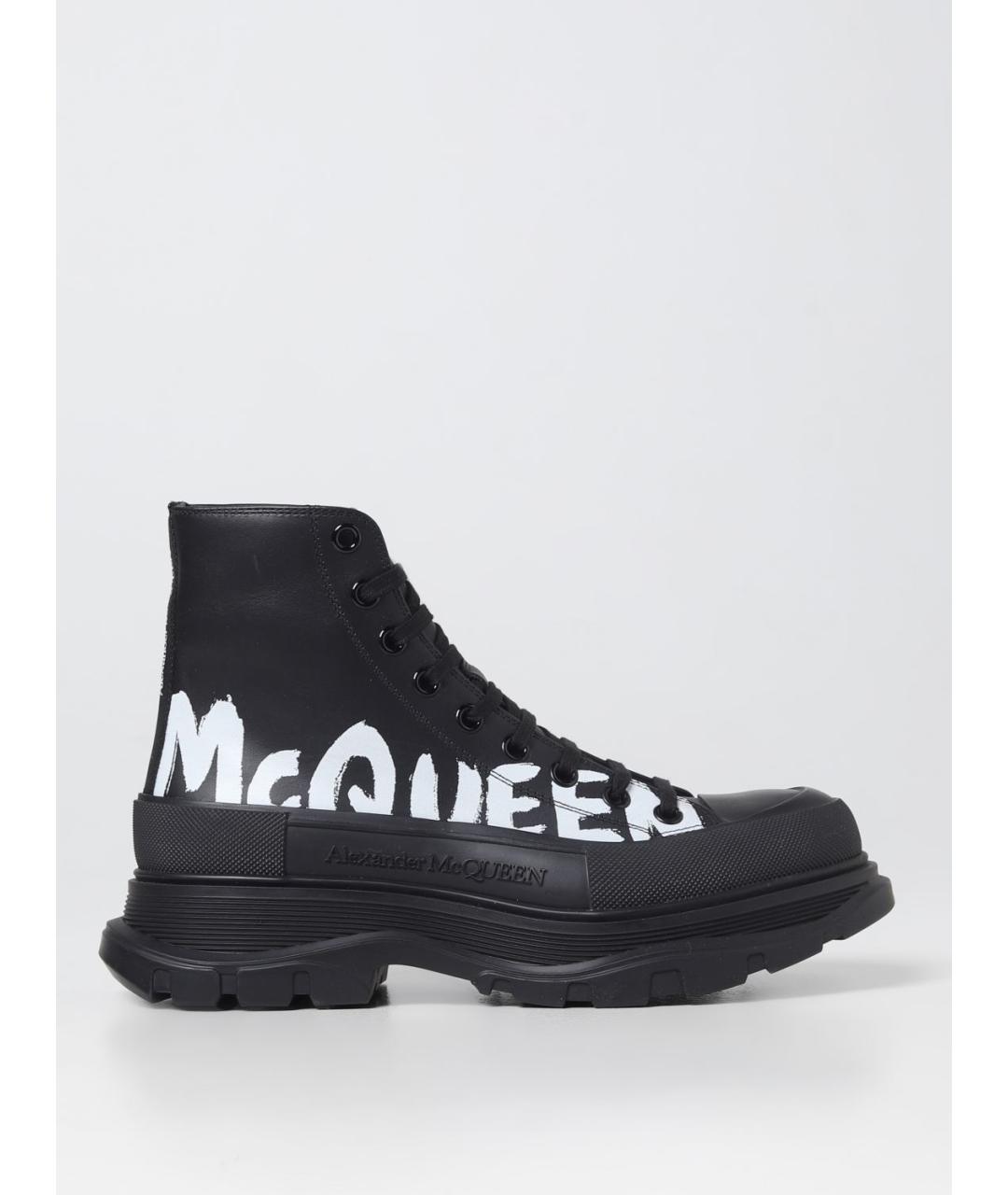 ALEXANDER MCQUEEN Черные кожаные высокие ботинки, фото 5