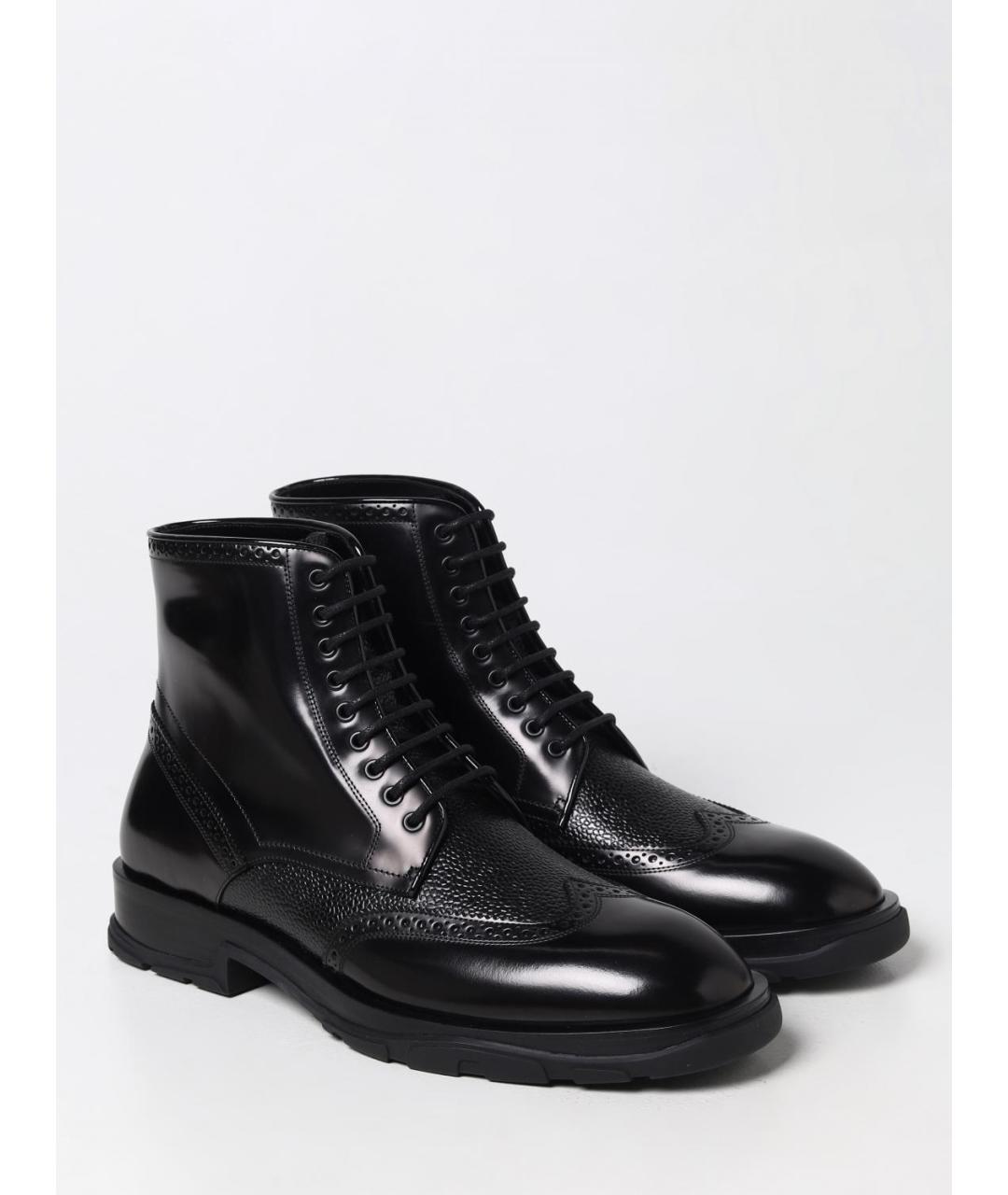 ALEXANDER MCQUEEN Черные кожаные высокие ботинки, фото 2