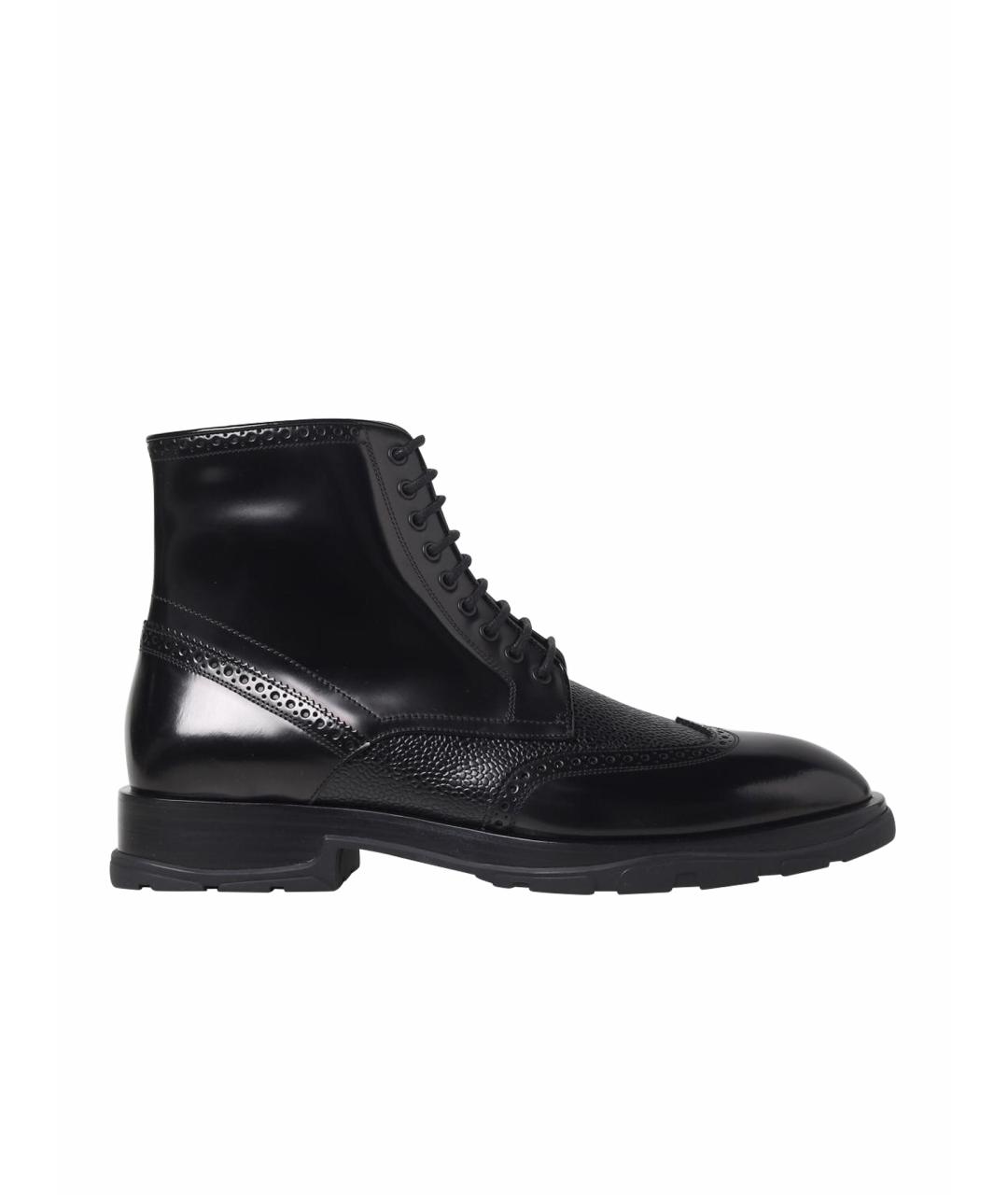ALEXANDER MCQUEEN Черные кожаные высокие ботинки, фото 1