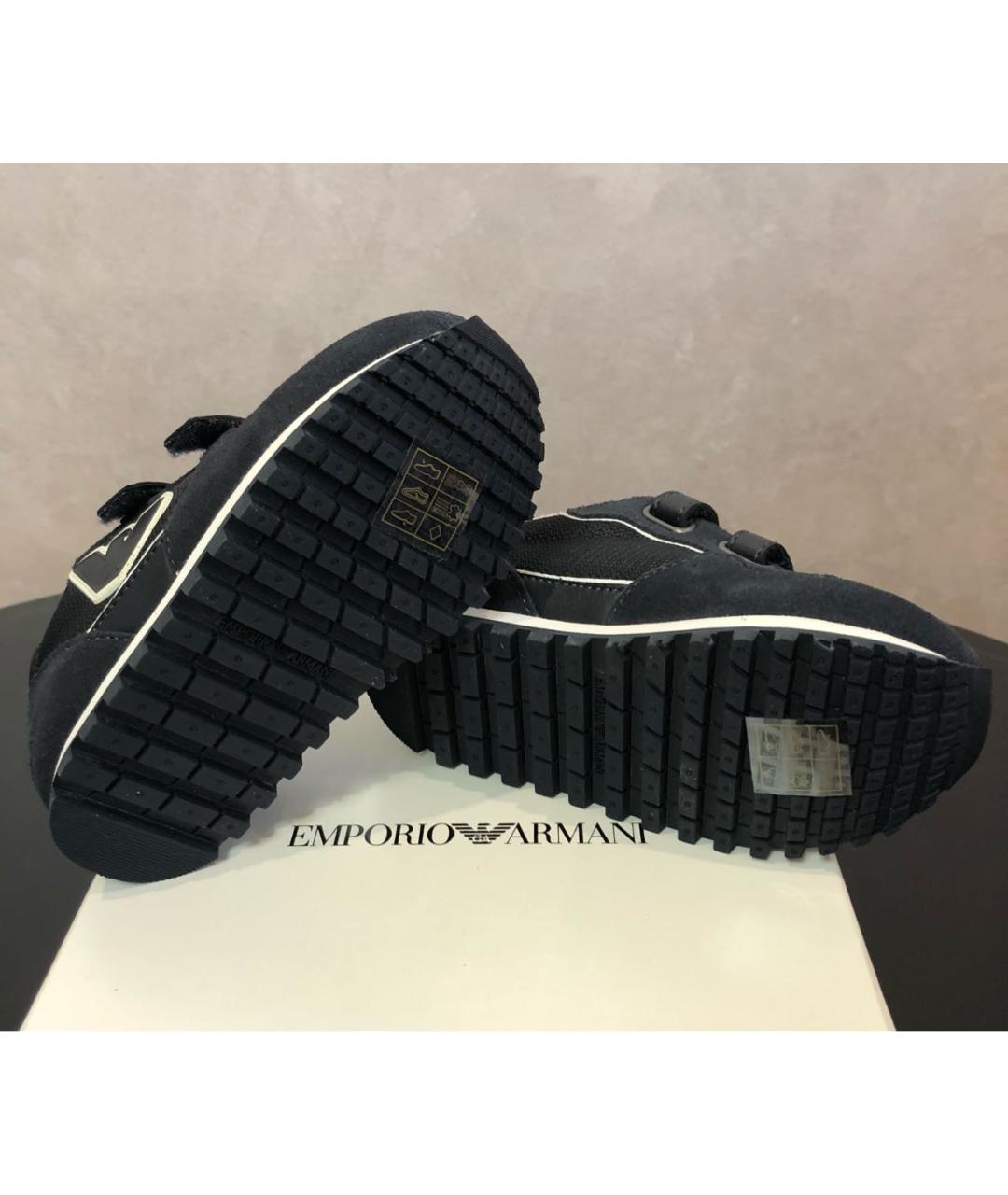 EMPORIO ARMANI Темно-синие кожаные кеды, фото 4