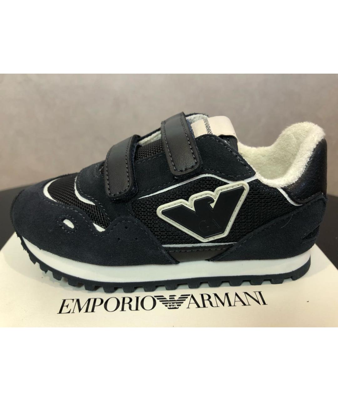 EMPORIO ARMANI Темно-синие кожаные кеды, фото 8