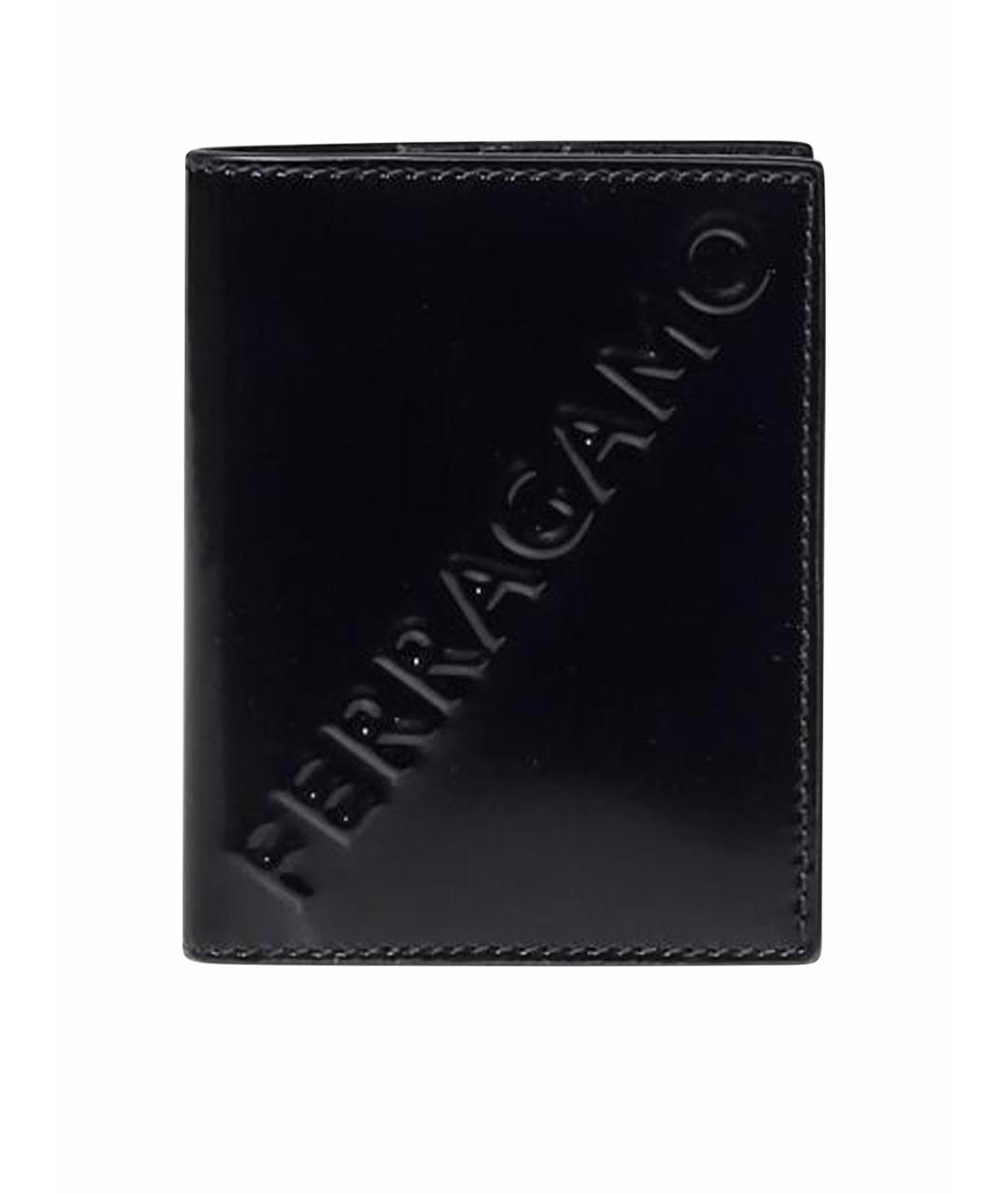 FERRAGAMO Черный кожаный кошелек, фото 1