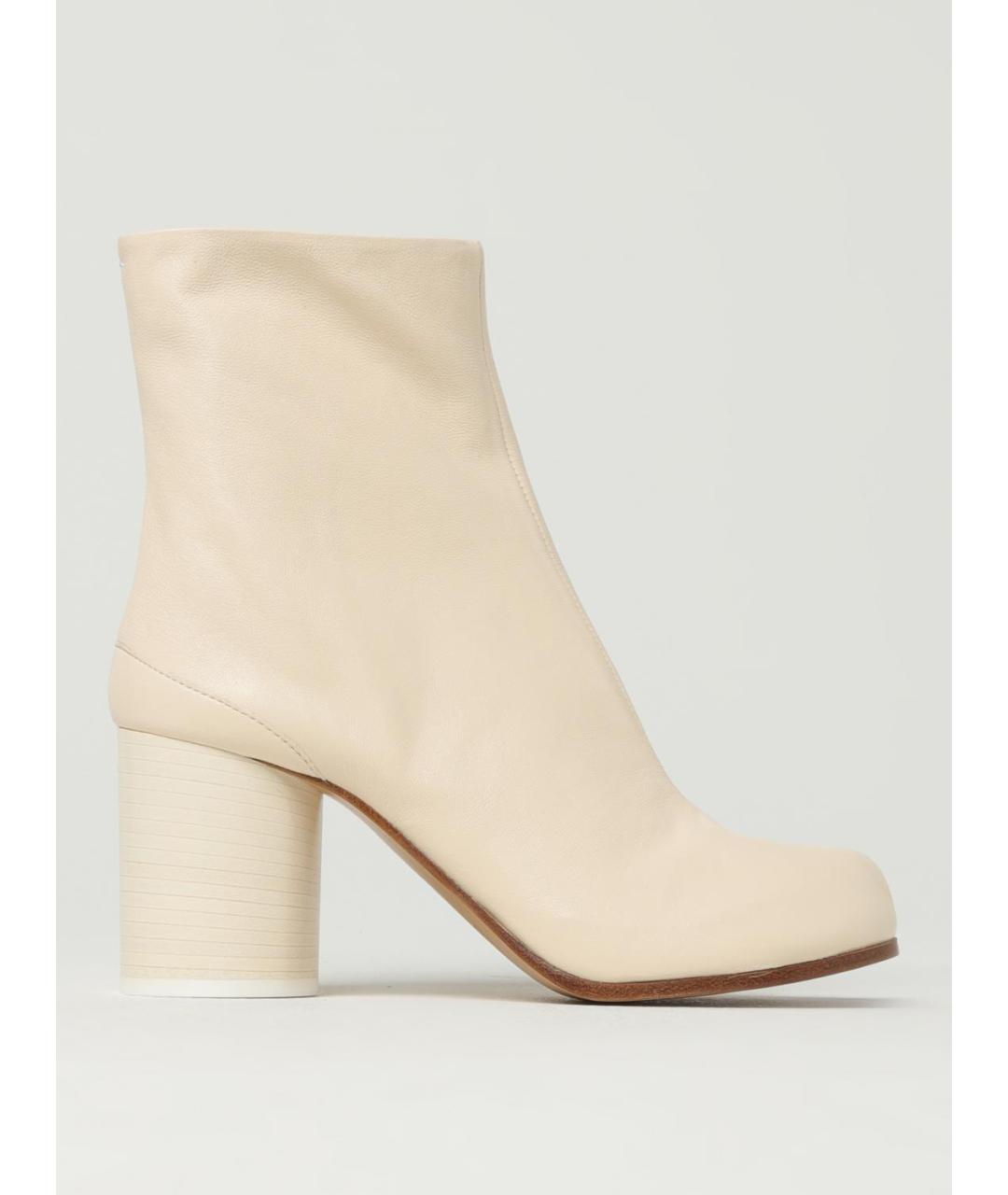 MAISON MARGIELA Бежевые кожаные ботильоны, фото 5