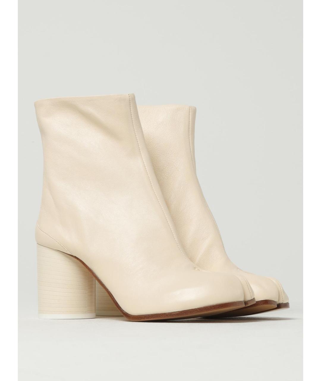 MAISON MARGIELA Бежевые кожаные ботильоны, фото 2