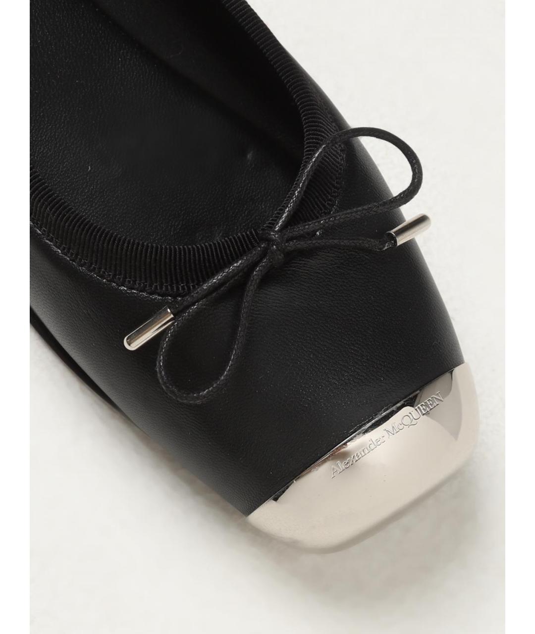 ALEXANDER MCQUEEN Черные кожаные балетки, фото 4