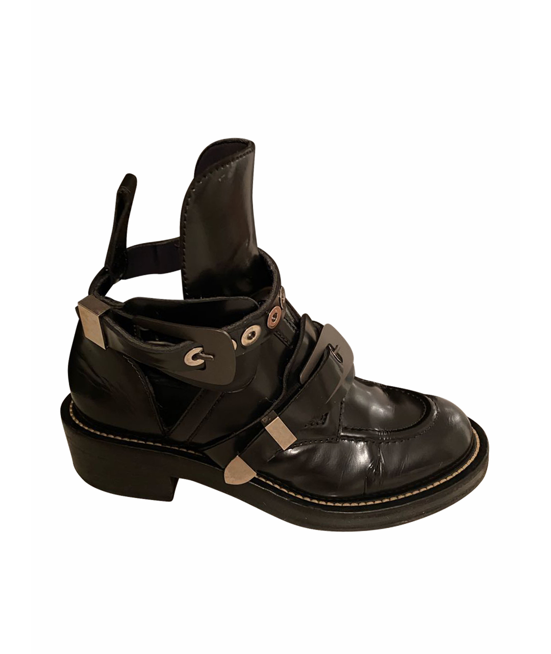 BALENCIAGA Черные кожаные ботинки, фото 1