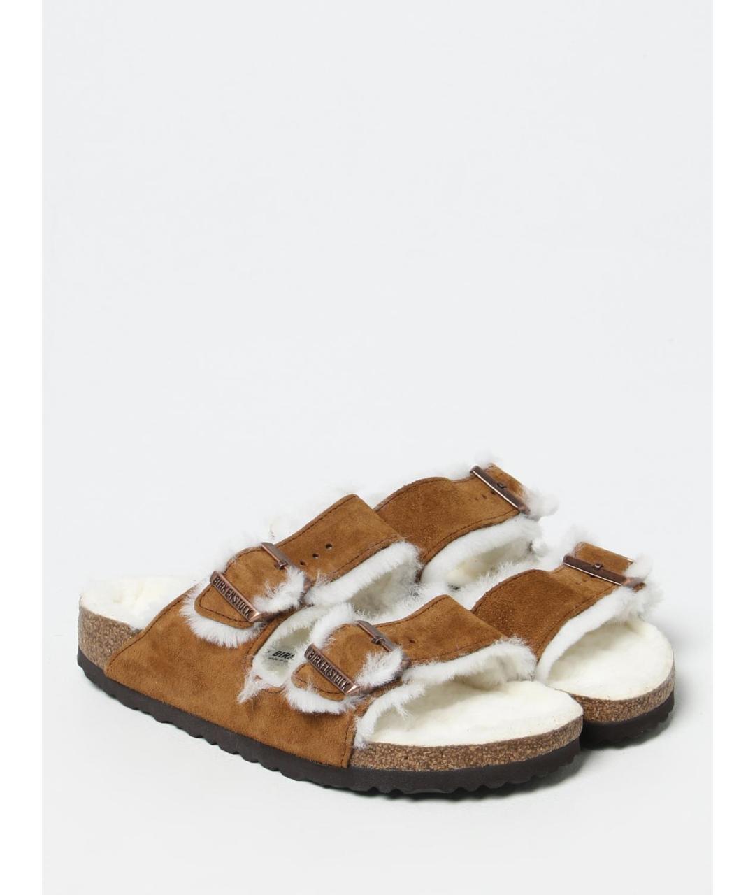 BIRKENSTOCK Коричневые кожаные шлепанцы, фото 2