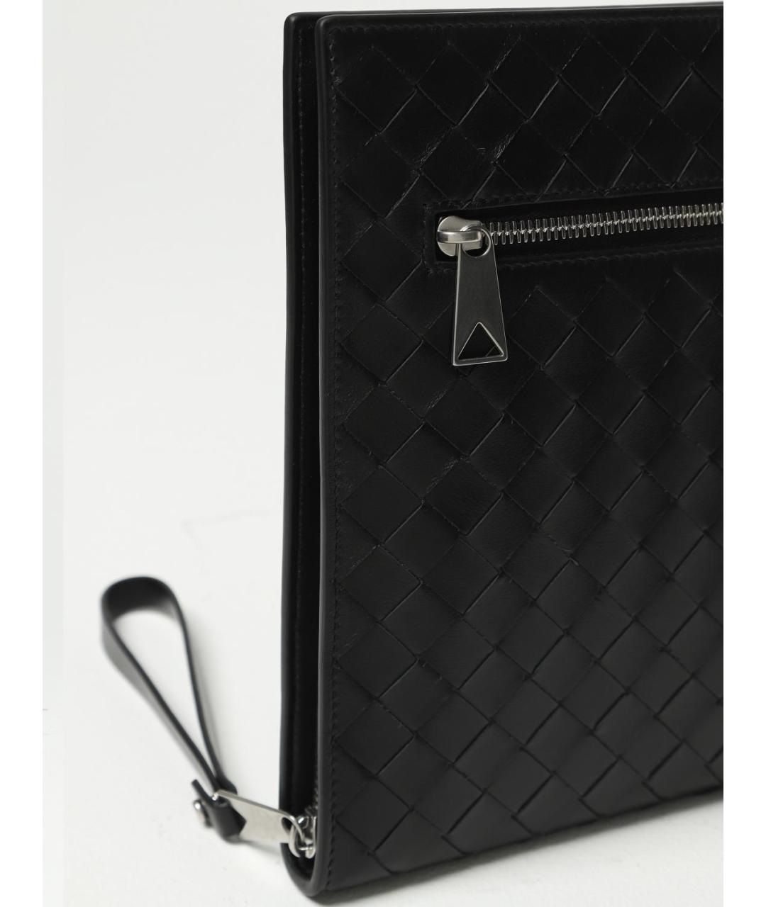 BOTTEGA VENETA Черная кожаная барсетка, фото 3