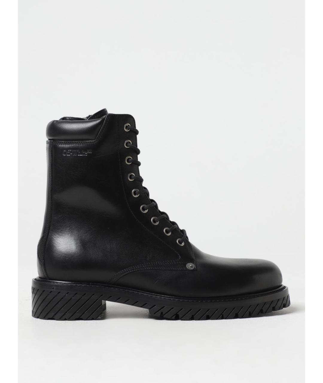OFF-WHITE Черные кожаные высокие ботинки, фото 5