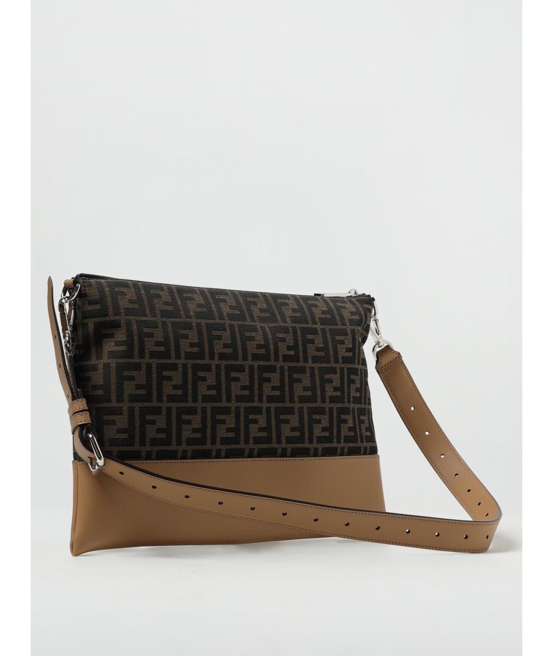 FENDI Коричневая жаккардовая папка для документов, фото 2