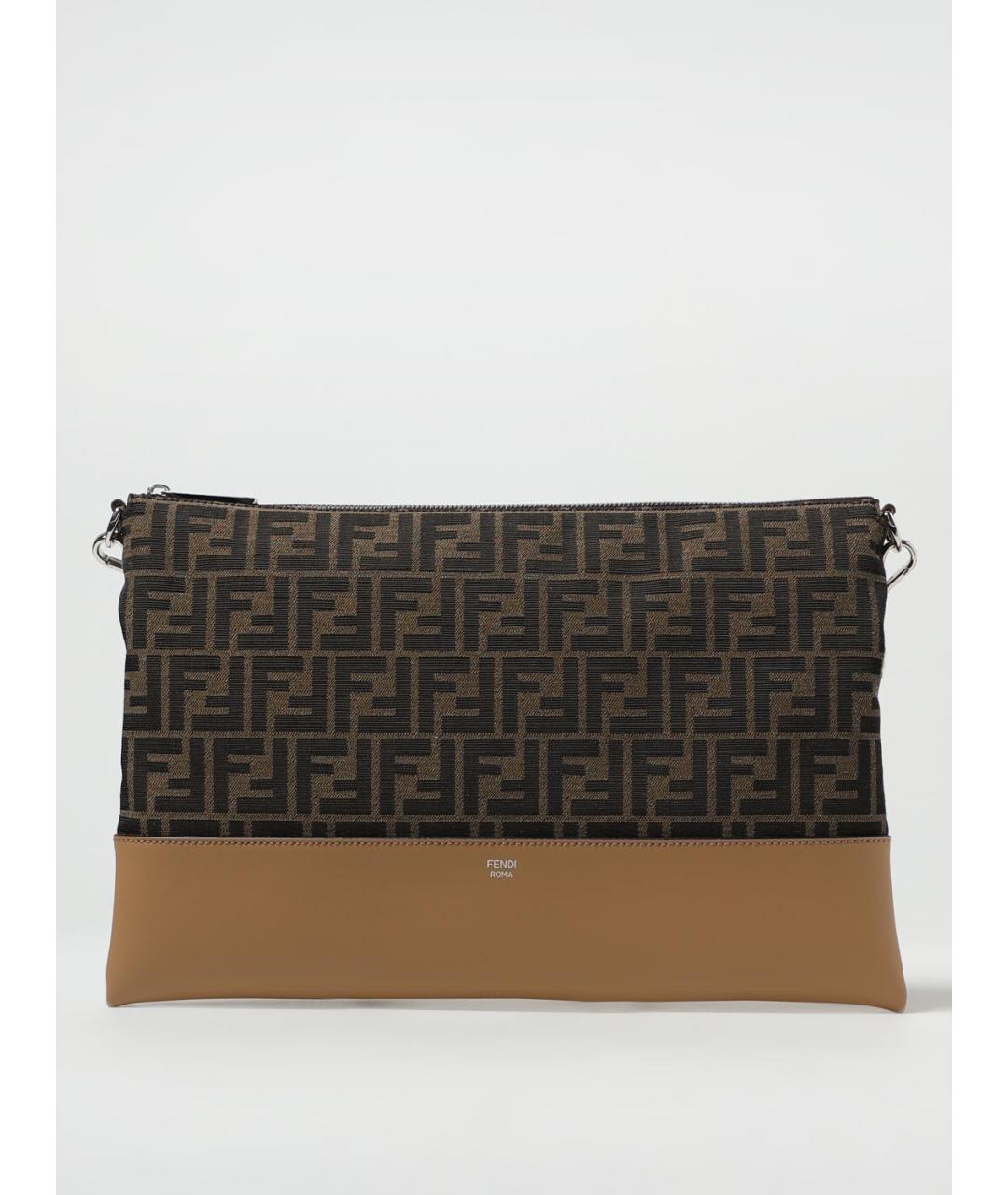 FENDI Коричневая жаккардовая папка для документов, фото 5