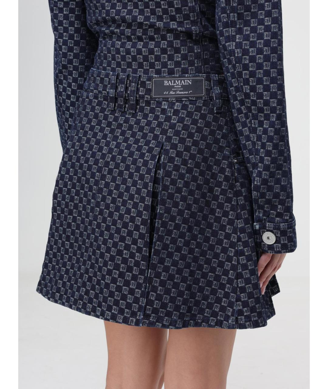 BALMAIN Синяя юбка мини, фото 4