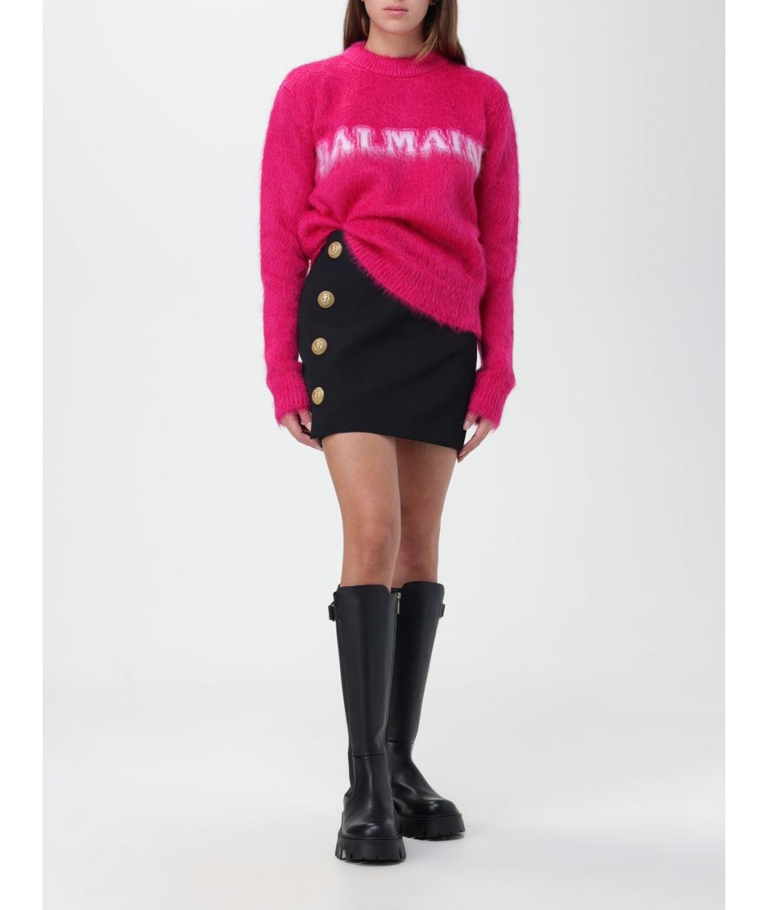 BALMAIN Фуксия шерстяной джемпер / свитер, фото 3