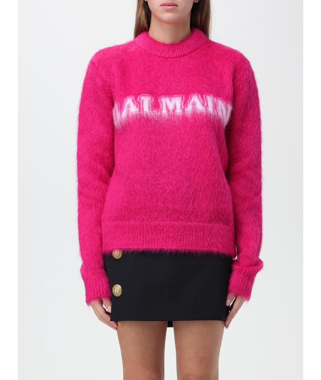 BALMAIN Фуксия шерстяной джемпер / свитер, фото 2