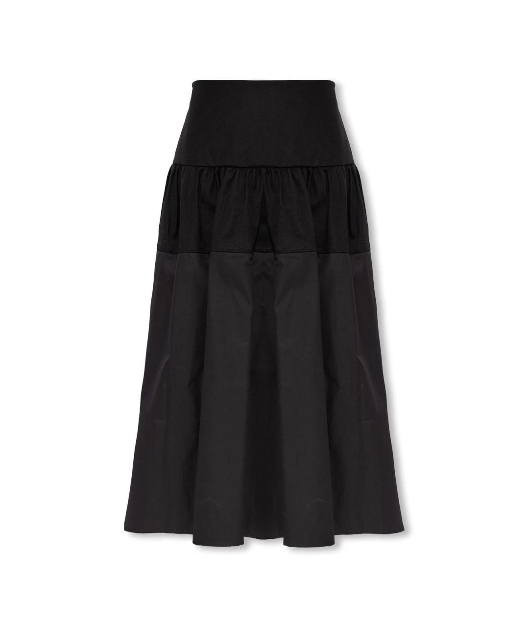 JIL SANDER Черная хлопковая юбка миди, фото 1