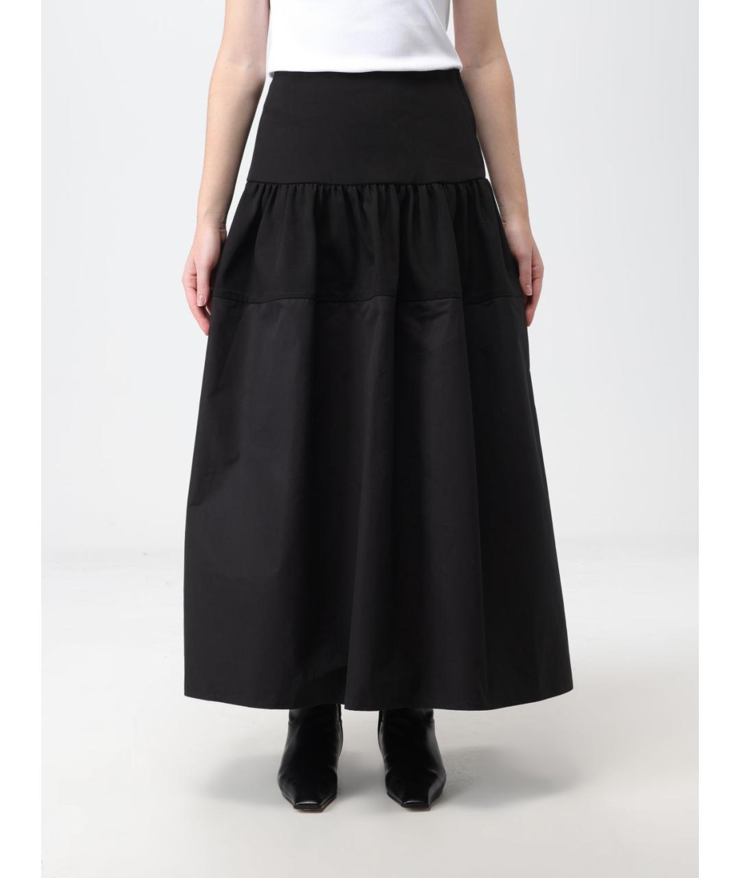JIL SANDER Черная хлопковая юбка миди, фото 2