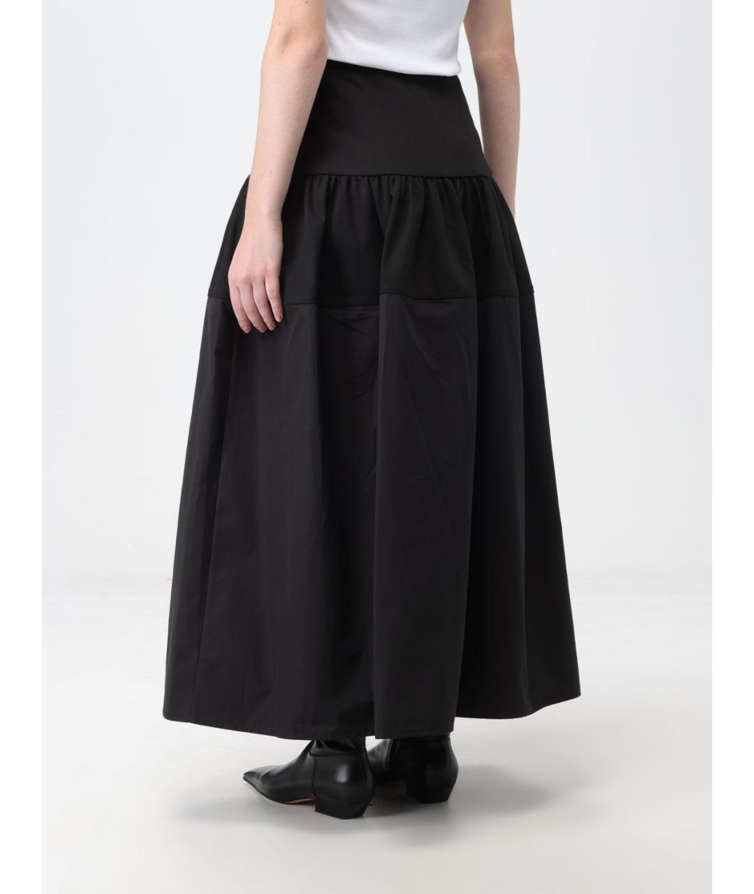JIL SANDER Черная хлопковая юбка миди, фото 4