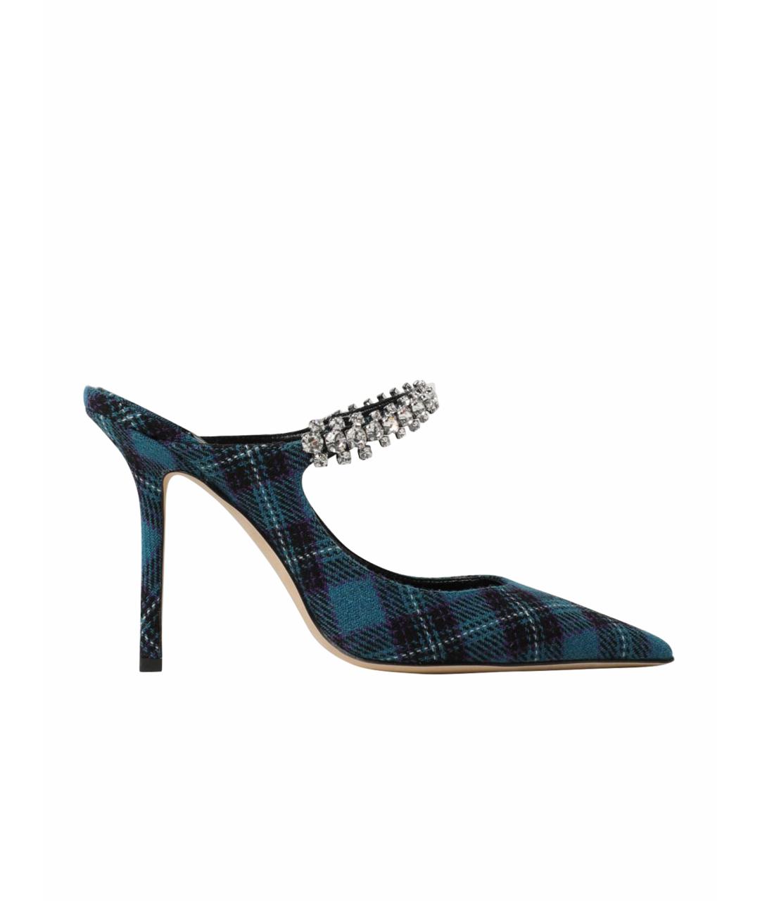 JIMMY CHOO Синие текстильные мюли, фото 1