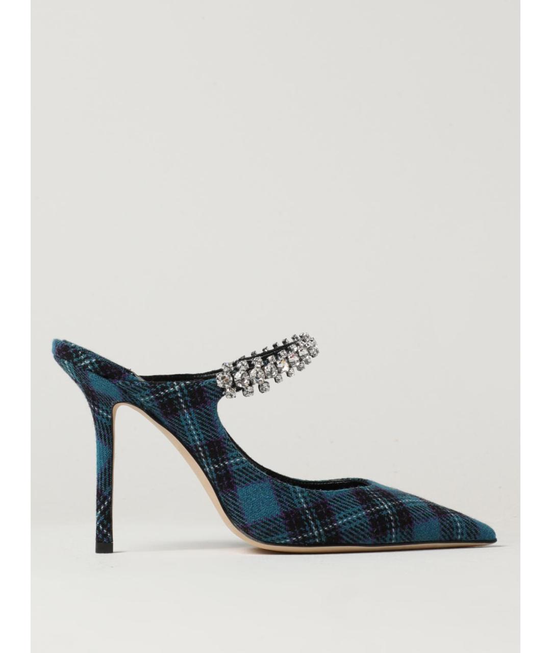 JIMMY CHOO Синие текстильные мюли, фото 5