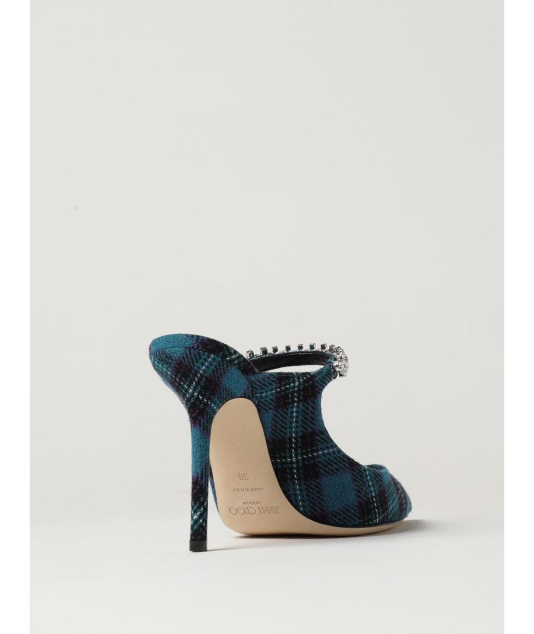 JIMMY CHOO Синие текстильные мюли, фото 3