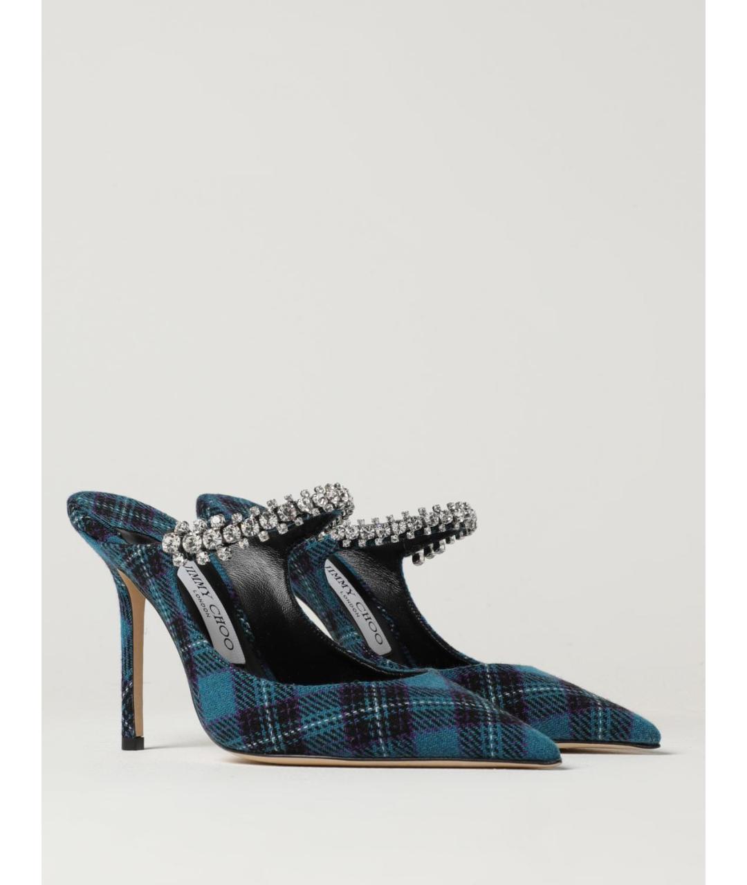 JIMMY CHOO Синие текстильные мюли, фото 2
