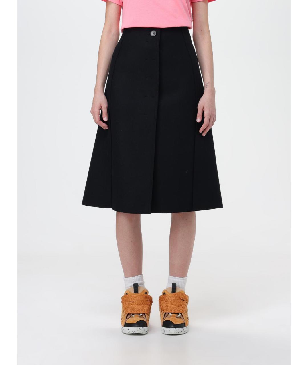 LANVIN Черная шерстяная юбка миди, фото 2