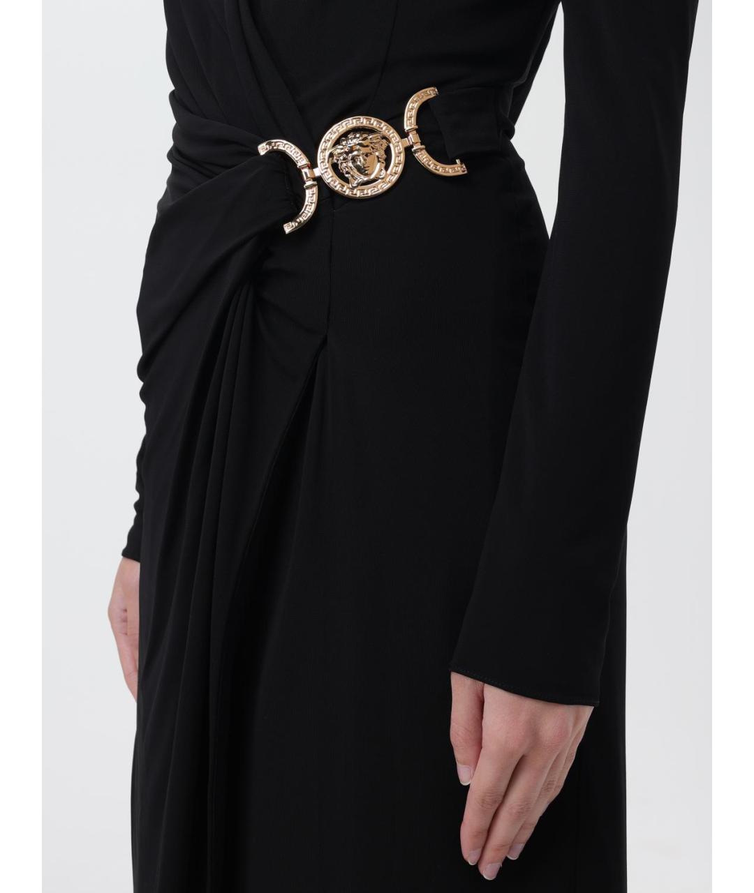 VERSACE Черное вискозное повседневное платье, фото 5