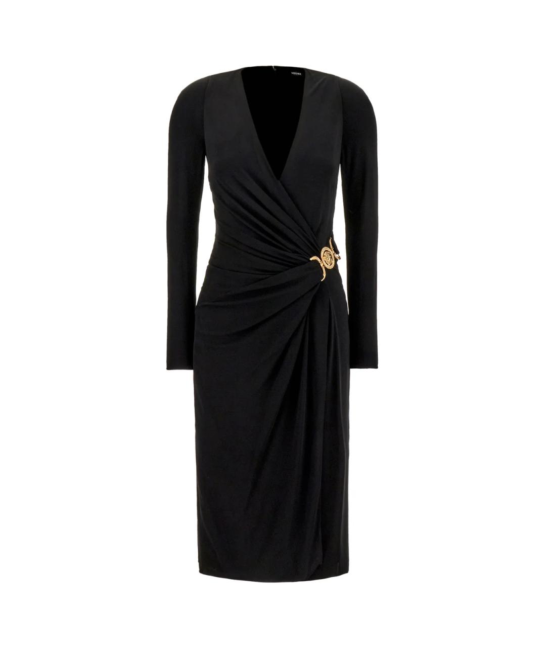 VERSACE Черное вискозное повседневное платье, фото 1