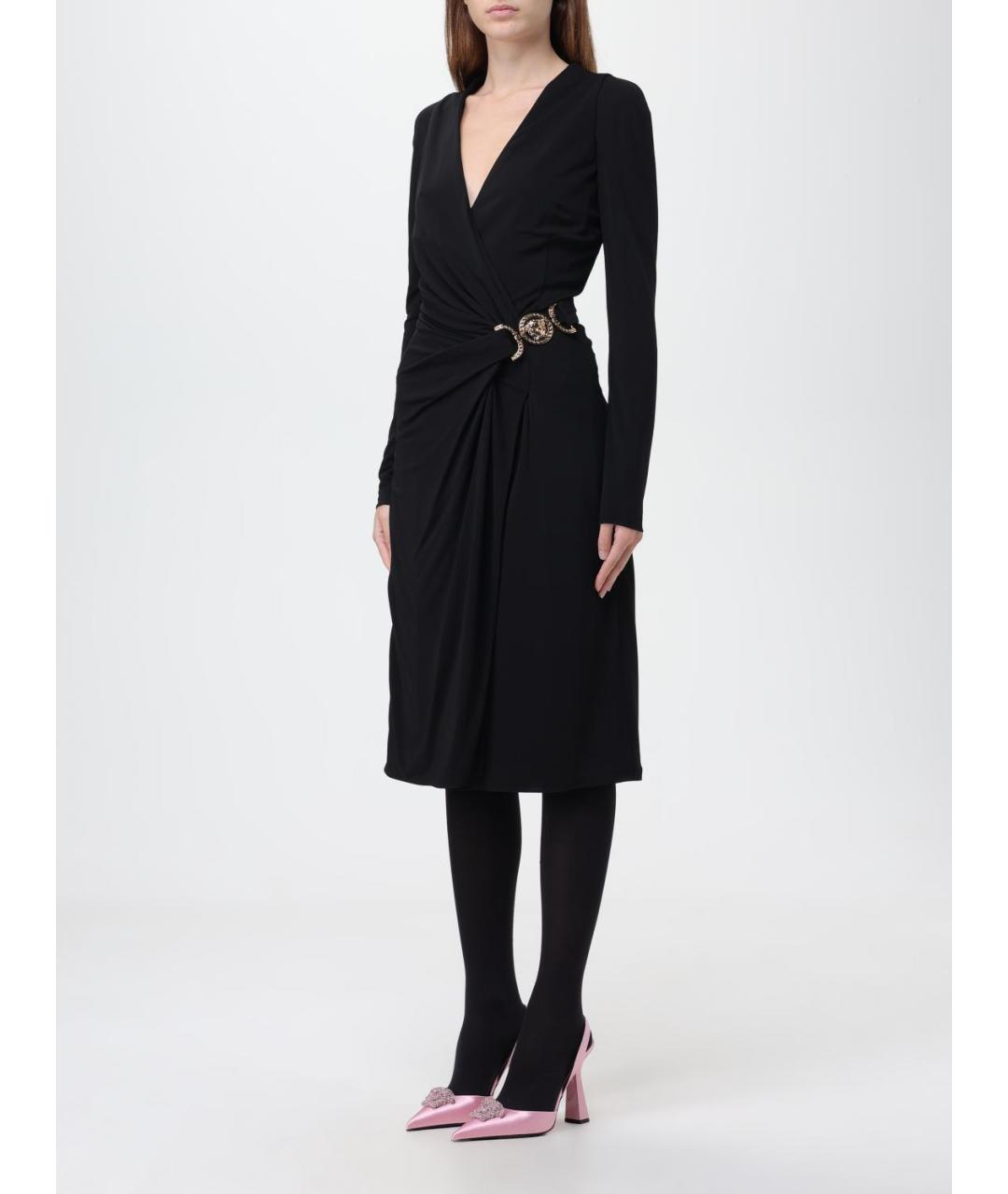 VERSACE Черное вискозное повседневное платье, фото 4