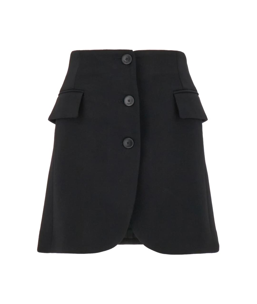 LANVIN Черная шерстяная юбка мини, фото 1