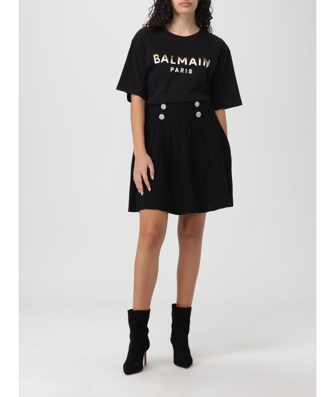 BALMAIN Черная вискозная юбка миди, фото 3