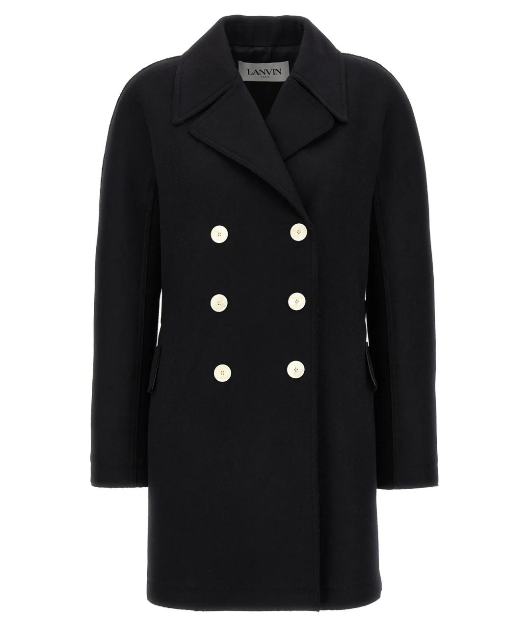 LANVIN Черное шерстяное пальто, фото 1